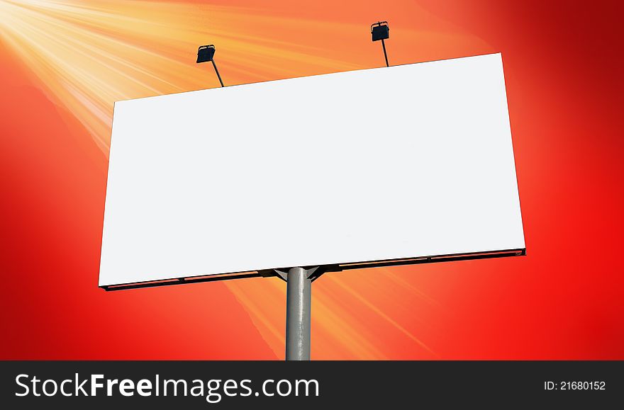 Blank billboard against orange sky, put your own text here