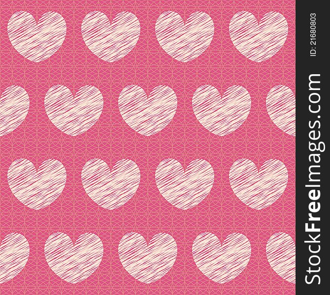 Vector Abstract Seamless Pattern With Hearts