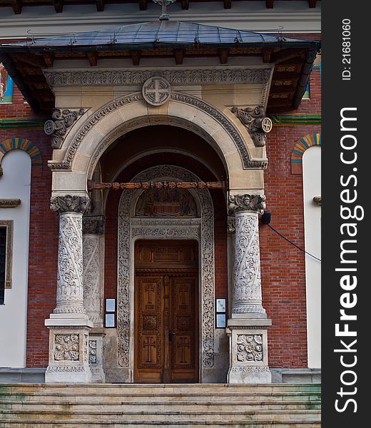 Entrance in Sinaia Monastery in Transylvania, Romania.