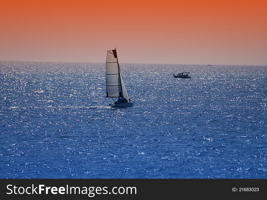 Sailing boat in a sunny day