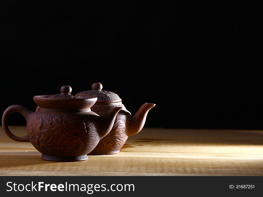 Chinese teapot with plain background.