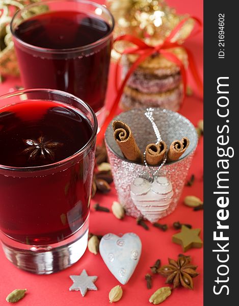 Christmas mulled wine with spices. Christmas mulled wine with spices