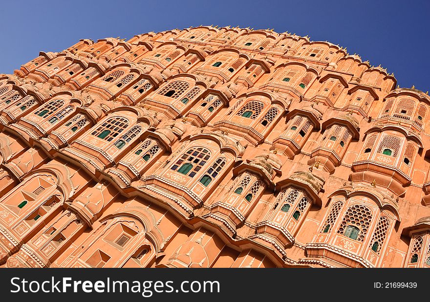 Palace of winds in pink city (Jaipur) in India. Palace of winds in pink city (Jaipur) in India