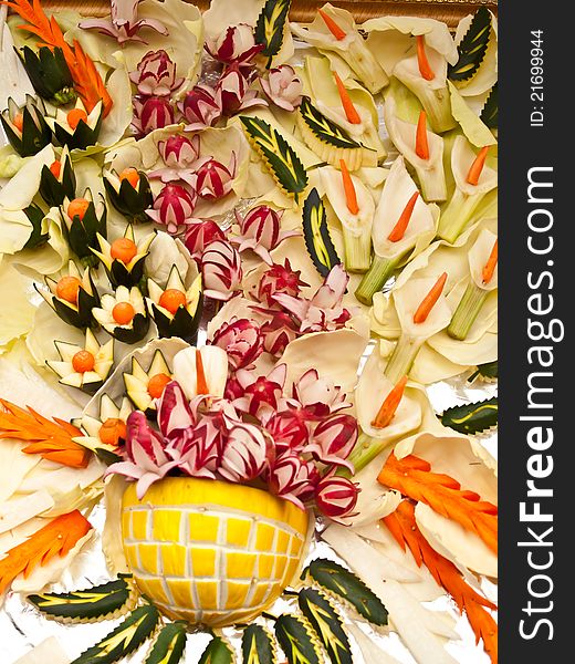 Beautiful painting made with vegetables.