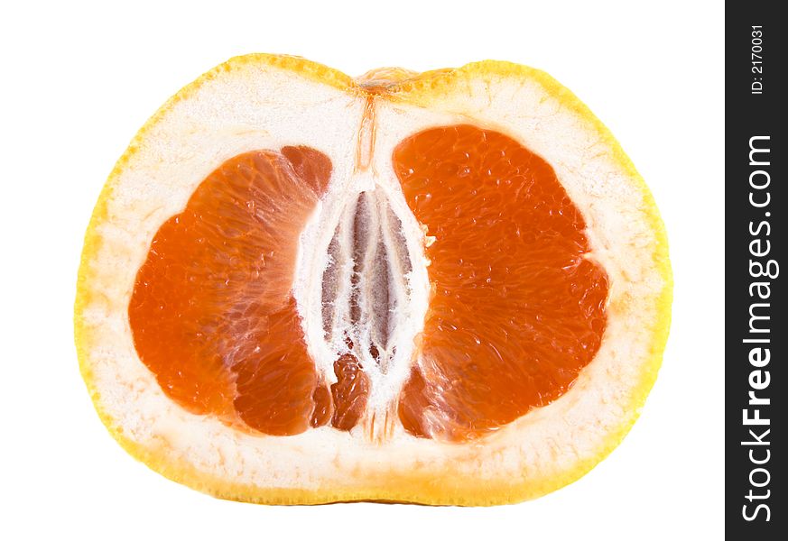 Grapefruit closeup on white background
