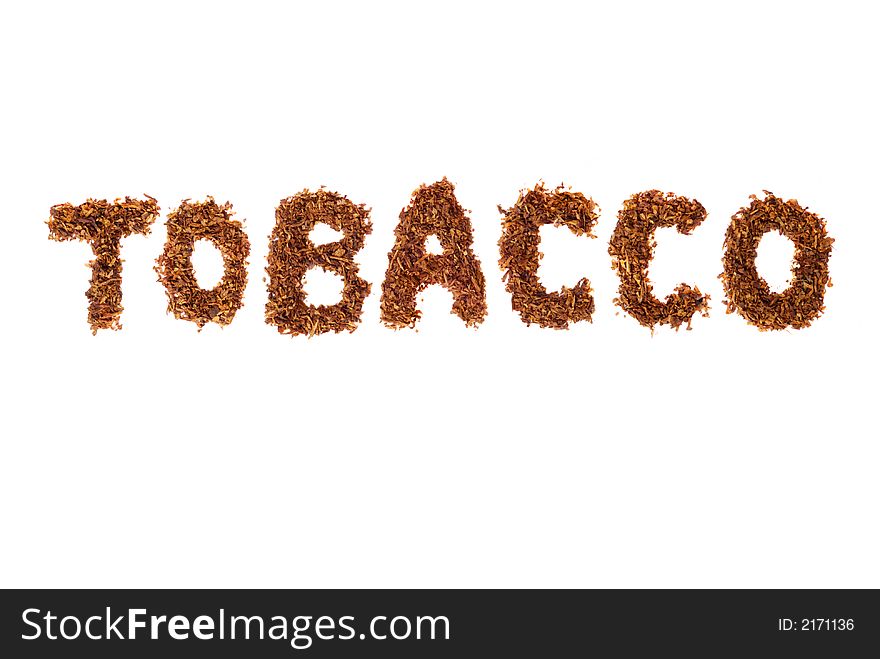 Label created with tobacco and signs the same isolated over white background. Label created with tobacco and signs the same isolated over white background