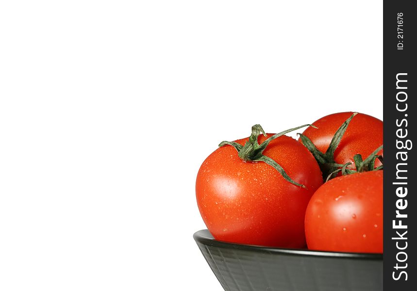 Dish with tomatoes, isolated on white