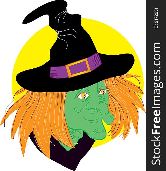Portariat of a green faced witch