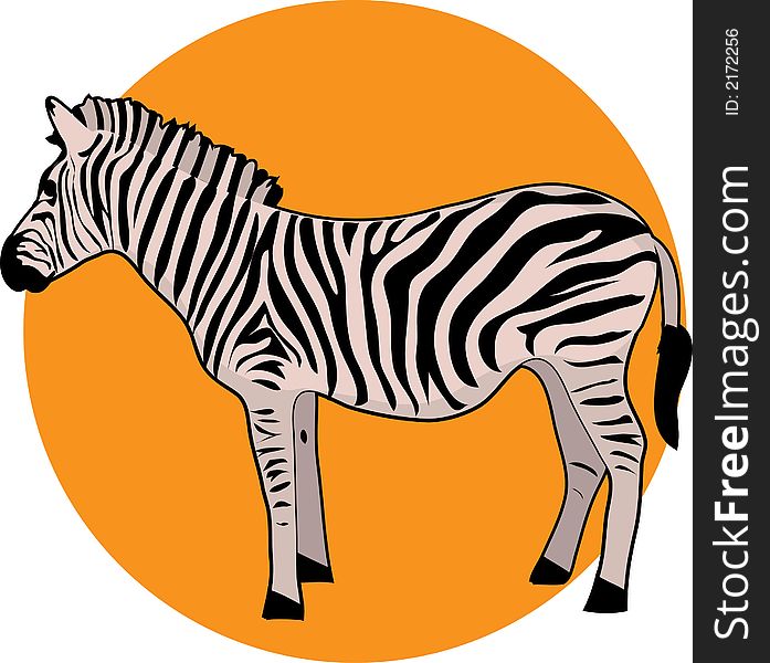 Illustration of a zebra on an orange ciecle