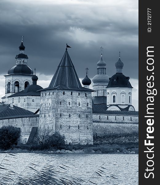 View of walls, towers and domes of Kirilo-Belozersky monastery. (Kirilov, Vologda region, Russia). View of walls, towers and domes of Kirilo-Belozersky monastery. (Kirilov, Vologda region, Russia)