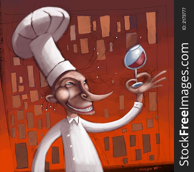 Digital illustration of a cooking man in Painter. Digital illustration of a cooking man in Painter