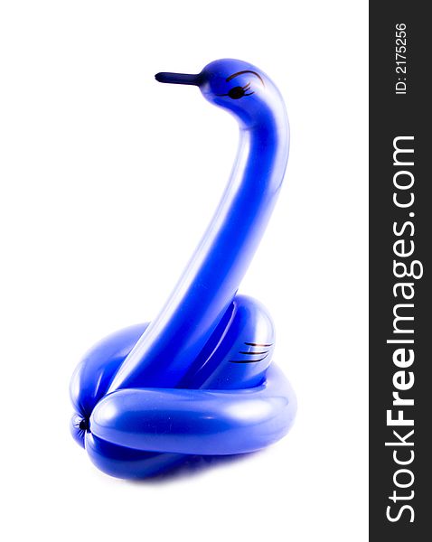 A swan made from a baloon selected on a white background