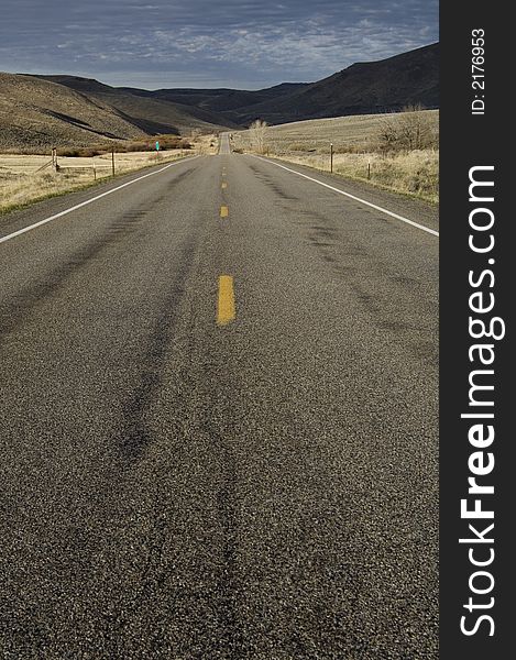 Open highway at sunrise in south central Idaho