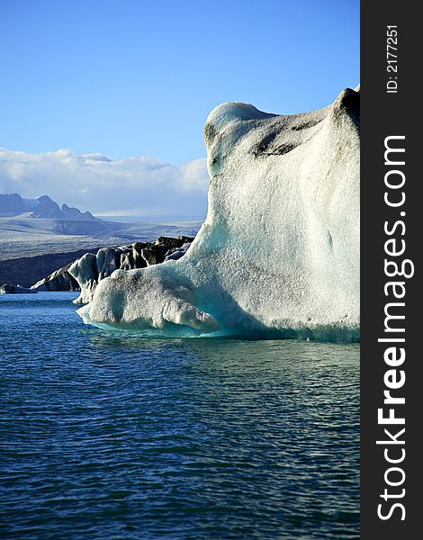 Enormous iceberg floating on Jokulsarlon lagoon Iceland