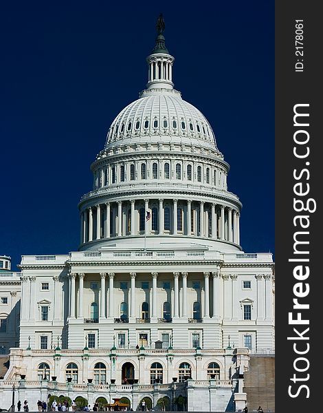 U.S. Capitol Building on a beautiful blue sky spring day. U.S. Capitol Building on a beautiful blue sky spring day