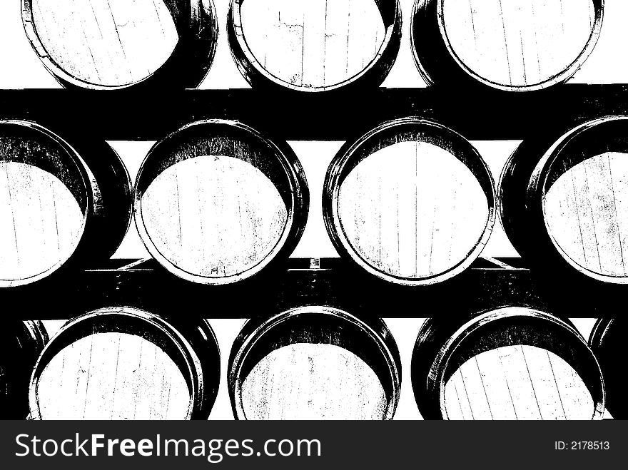 Barrels designed to look like a graphic illustration