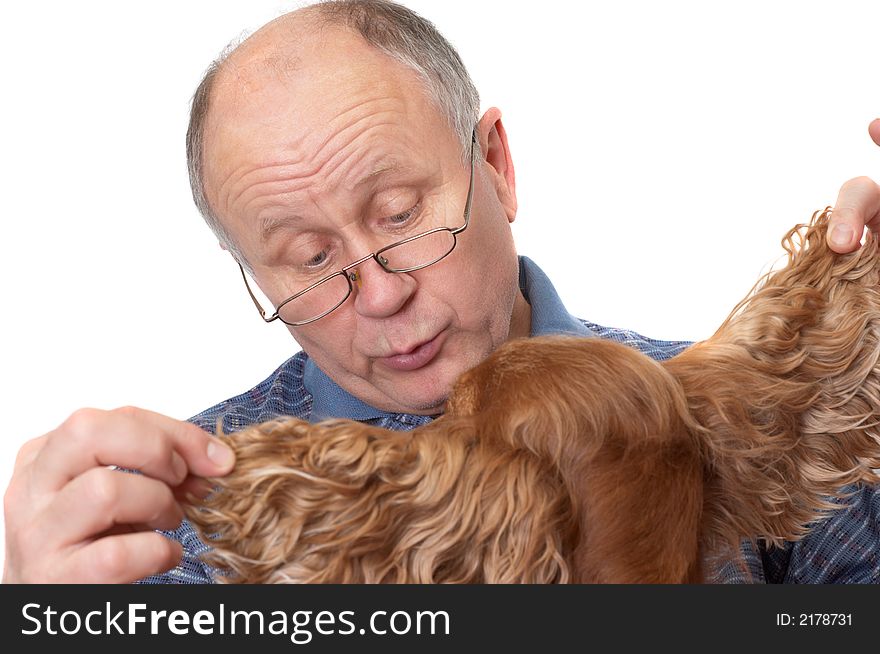 Bald Senior Man With Dog