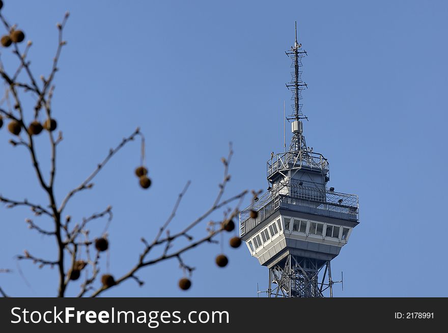 A tower in berlin, called transmission tower. A tower in berlin, called transmission tower