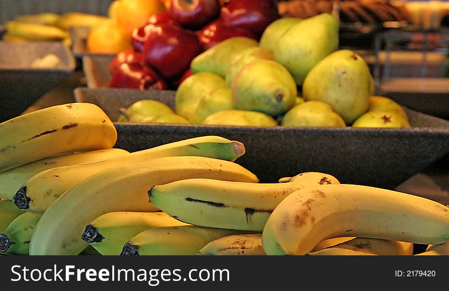 A selection of fresh fruit at a buffet. A selection of fresh fruit at a buffet