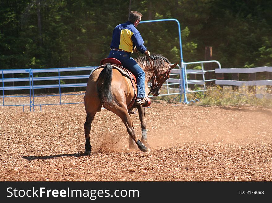 Horse and rider showing off their talent at a horse show. Horse and rider showing off their talent at a horse show