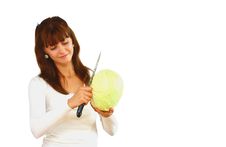 Woman With Cabbage Stock Photo Woman With Cabbage Stock Photo
