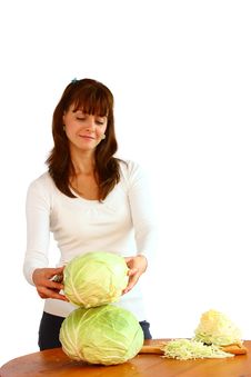 Woman And Cabbage Royalty Free Stock Photography Woman And Cabbage Royalty Free Stock Photography