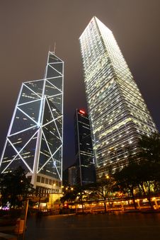 Downtown Hong Kong At Night Royalty Free Stock Photo Downtown Hong Kong At Night Royalty Free Stock Photo