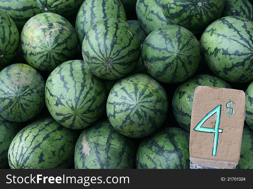 Watermelon sale on the supermarket. Watermelon sale on the supermarket.