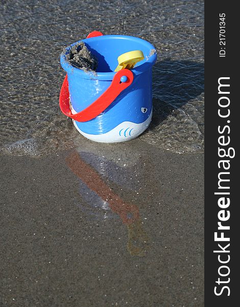 The bucket is on the canada beach