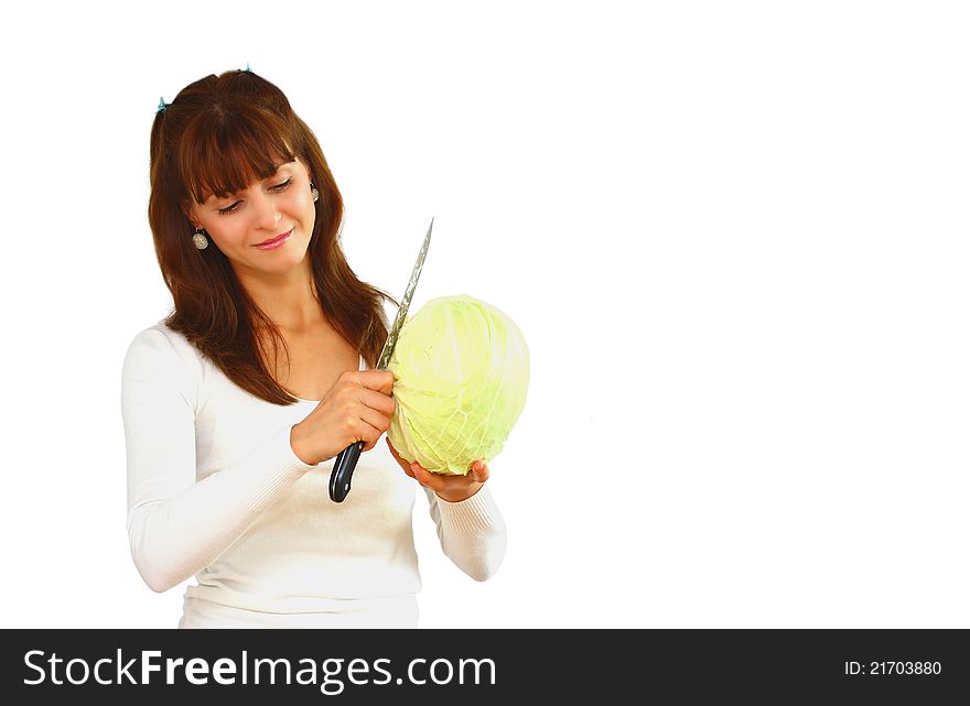 Woman with cabbage