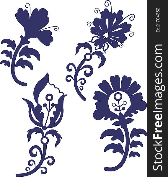 Collection of floral elements. Vector illustration. Collection of floral elements. Vector illustration