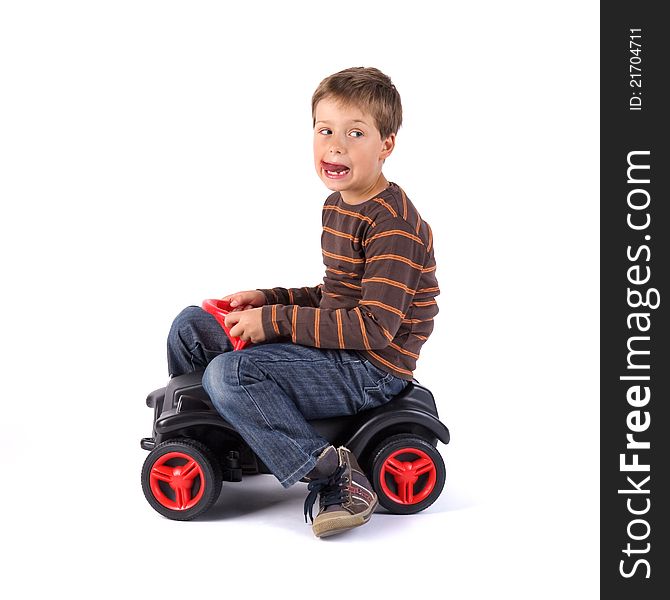 Little boy with car