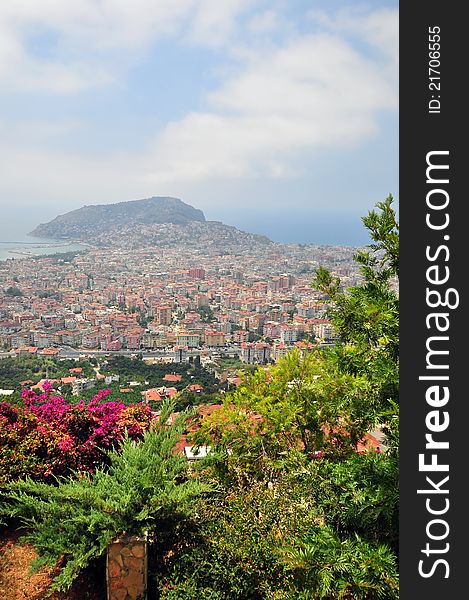 City of Alanya landscape with the Castle in the background. City of Alanya landscape with the Castle in the background