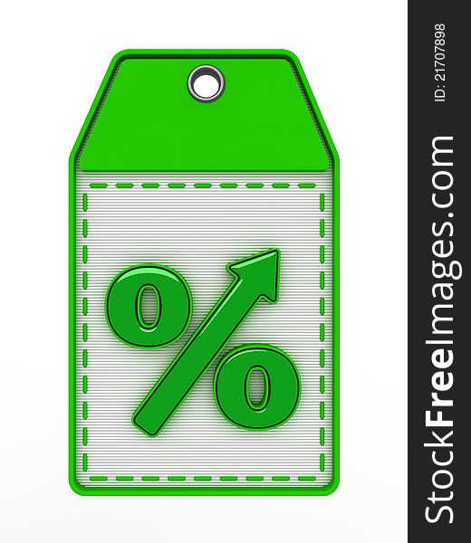 The green sign of percent designating increase