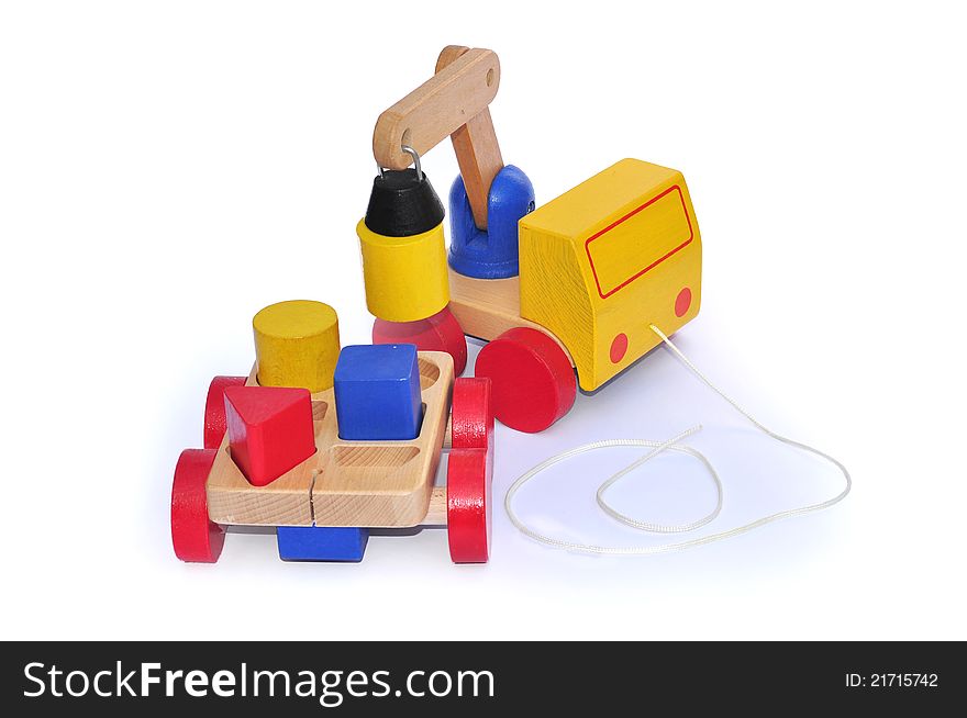 Wooden toy for children. a funny colored pickup truck. Wooden toy for children. a funny colored pickup truck