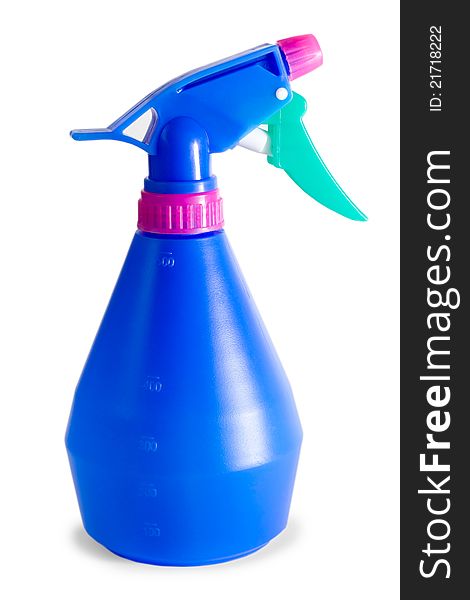 Blue plastic sprayer isolated