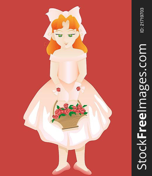 The girl with a flowers basket