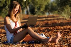 Girl With A Laptop Royalty Free Stock Image Girl With A Laptop Royalty Free Stock Image