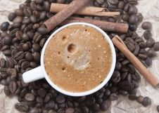 Coffee Cup And Roasted Beans Stock Photos Coffee Cup And Roasted Beans Stock Photos