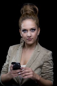 Young Business Woman With Mobile Phone Royalty Free Stock Image Young Business Woman With Mobile Phone Royalty Free Stock Image