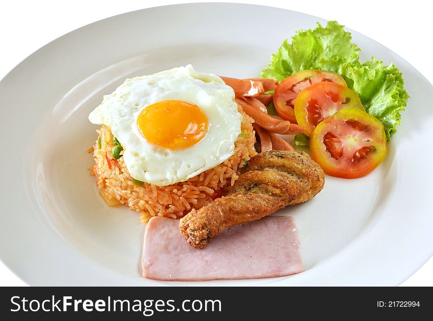 American style breakfast set, fried rice