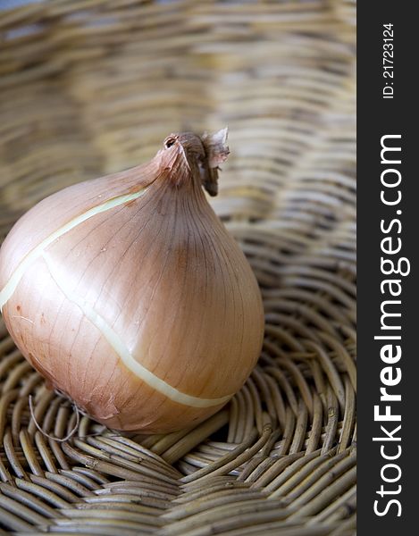 Close up onion on big basket