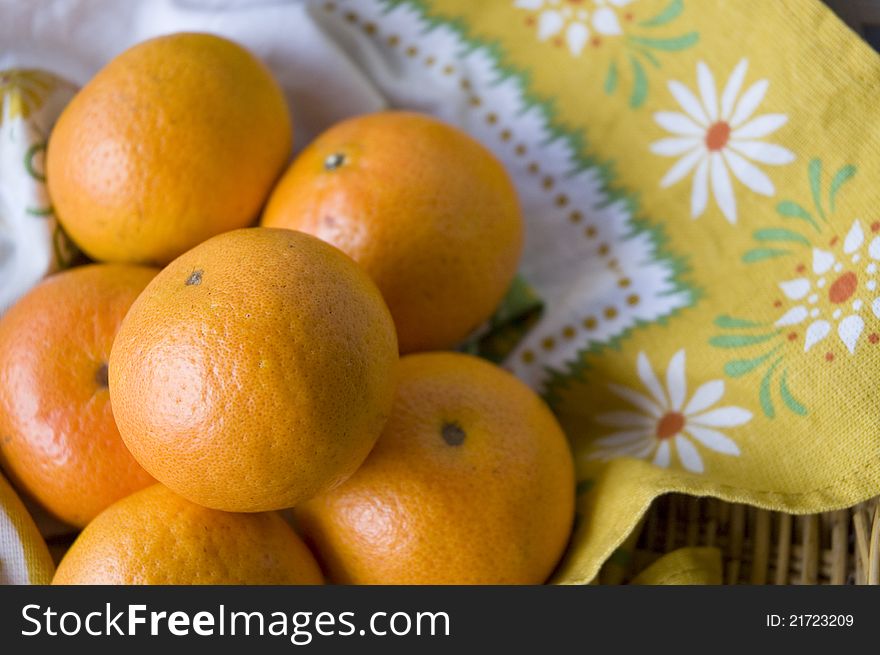 Oranges On Floral Napkin