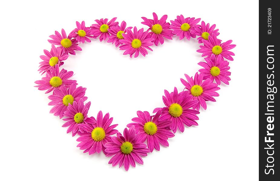 Pink flowers in a shape of a heart