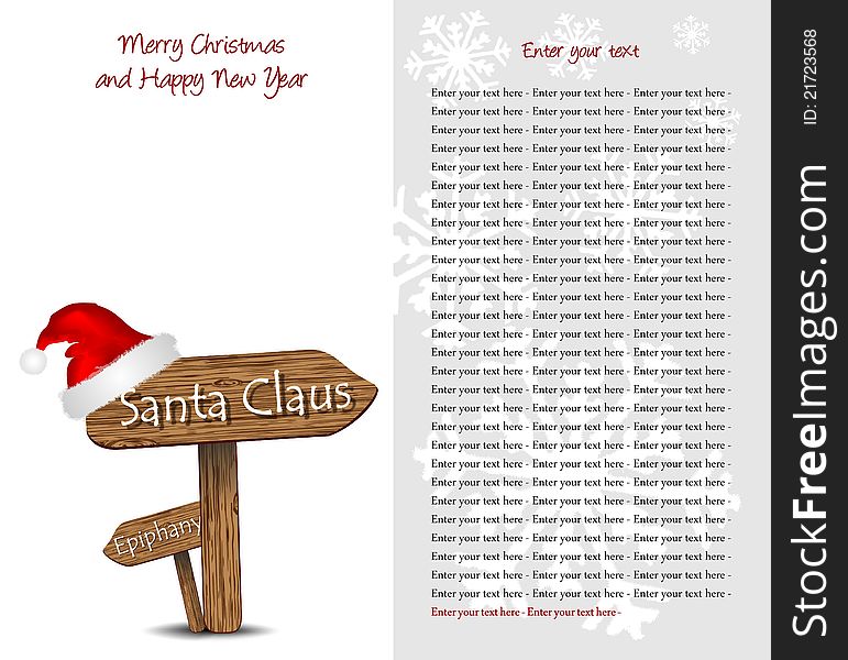 Christmas background with wooden signs and text