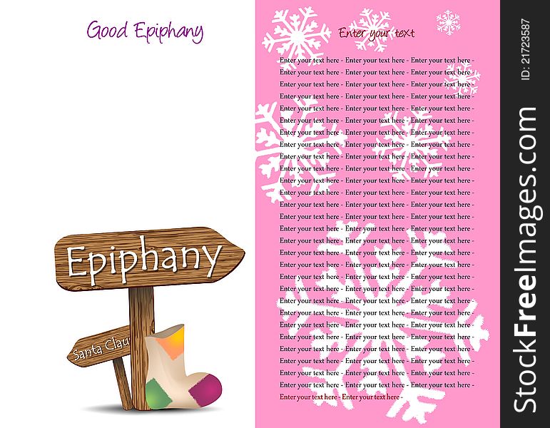 Background for the feast of the Epiphany with wooden signs and text