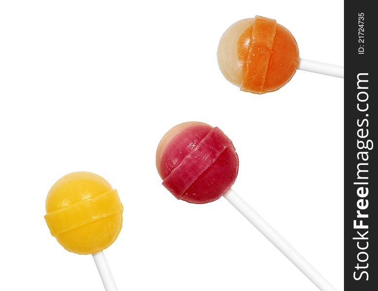 Colorful round lollipop isolated on white background