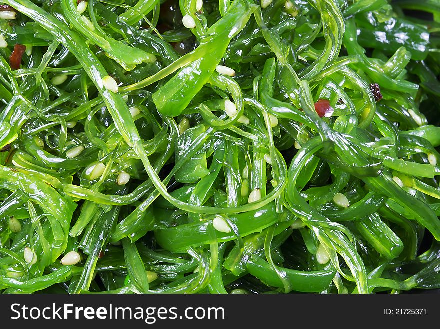 Wakame - seaweed salad with sesame seeds and chilli