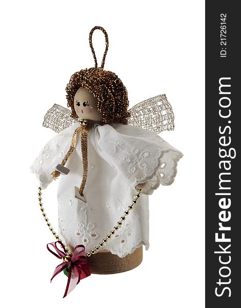 Angel, Christmas tree ornament, cut out on white background. Angel, Christmas tree ornament, cut out on white background.