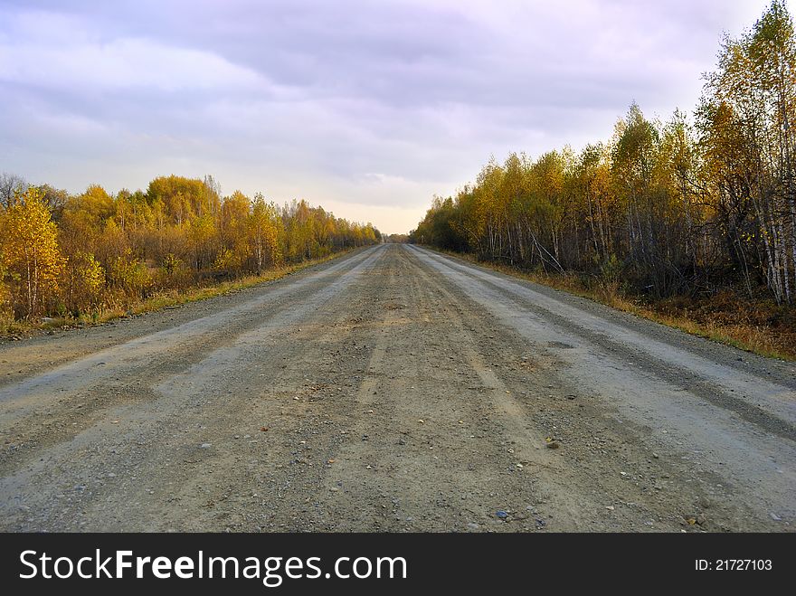 Endless road during autumn season. Endless road during autumn season